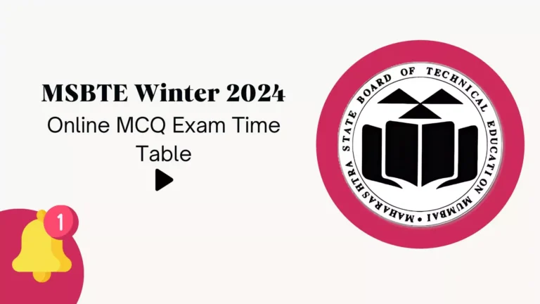 MSBTE Winter 2024 Online Exam Timetable