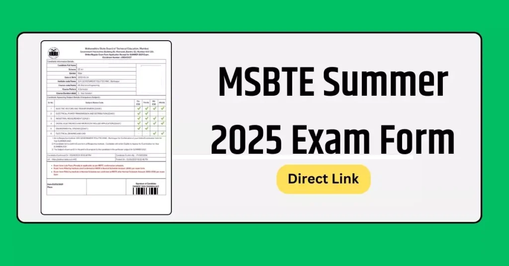 MSBTE Summer 2025 Exam Form Filling Online Process