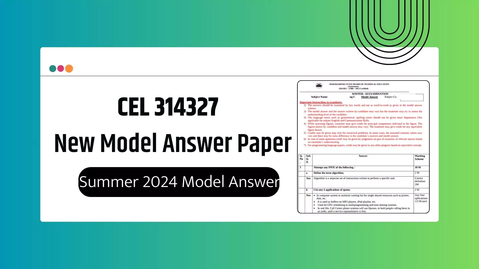 CEL 314327 MSBTE Summer 2024 Model Answer Paper