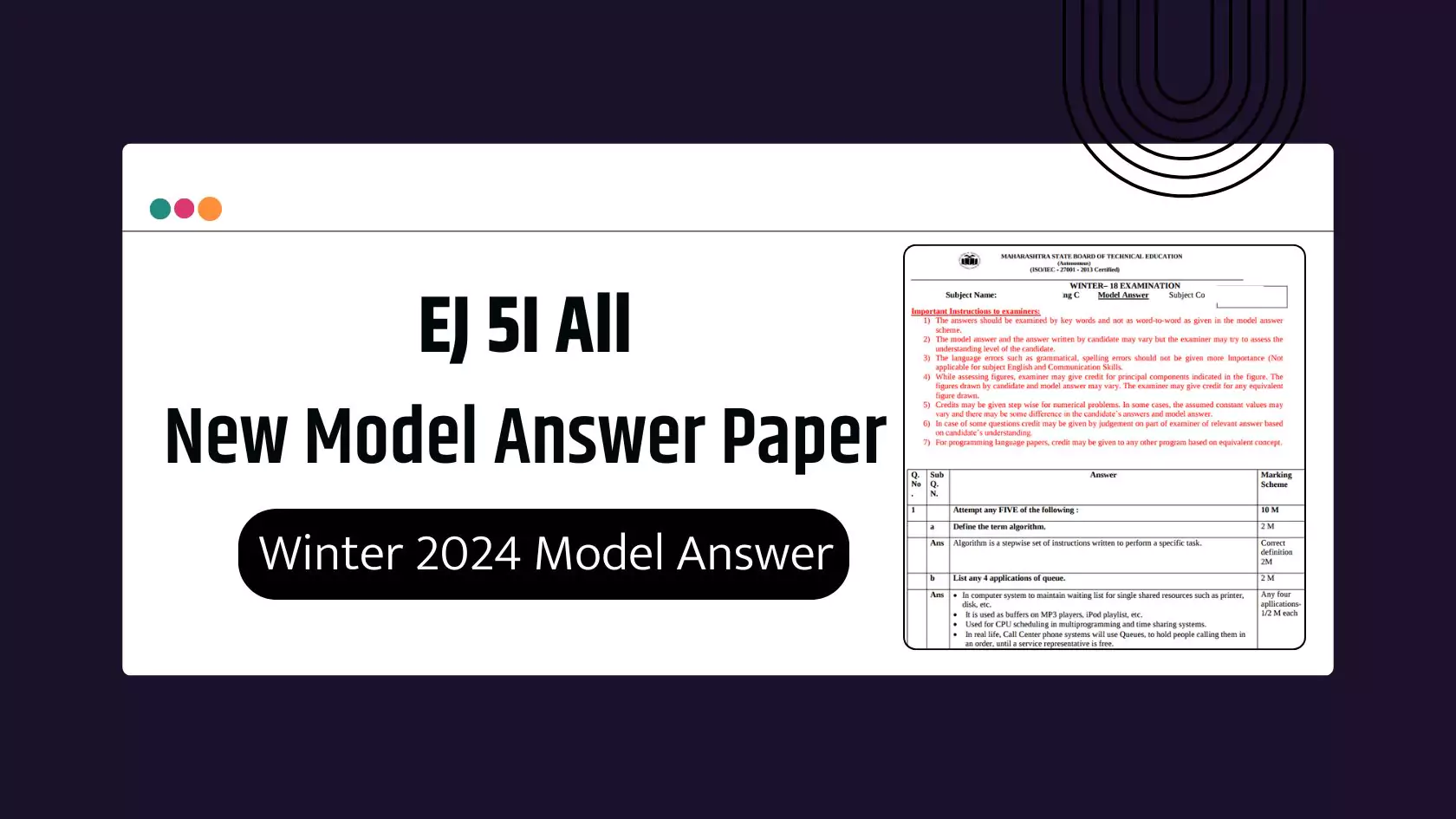 EJ Electronics & Tele. Engineering 5th Semester Model Answer Papers