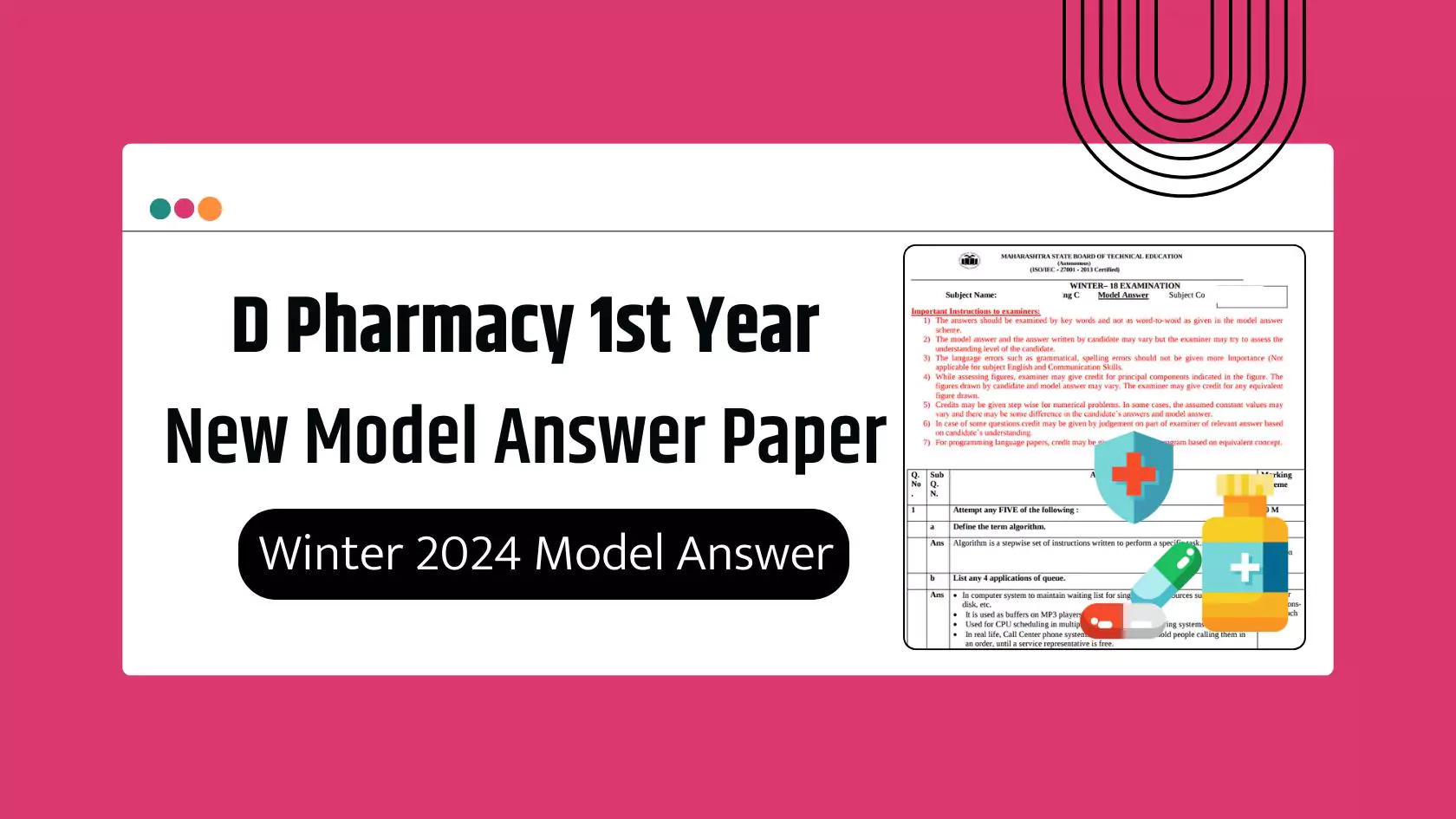 MSBTE D Pharmacy 1st Year New Model Answer Papers 2024