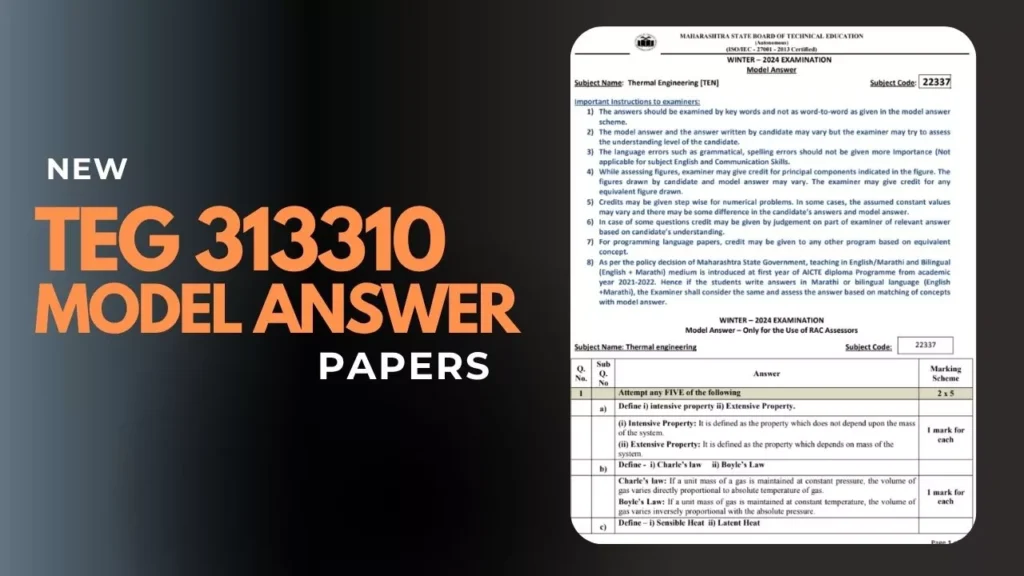 TEG Thermal Engineering 313310 Model Answer Papers